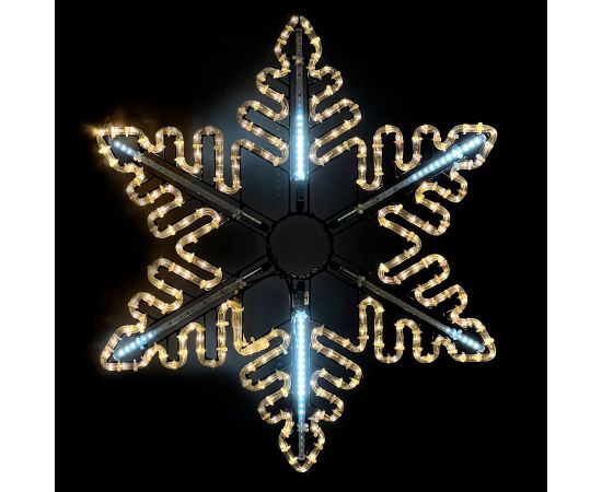 Светодиодная Снежинка Black Edition 0,8м Тепло-Белая с Динамикой Белого Диода 24В, Дюралайт на Металлическом Каркасе, IP54 LTC LC-13130