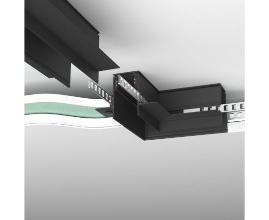 Slim Magnetic Коннектор угловой для встраиваемого шинопровода под ГКЛ 12,5мм черный 85212/00