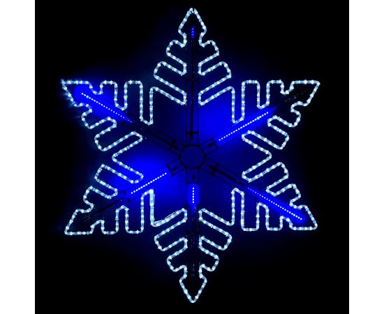 Светодиодная Снежинка Black Edition 1,3м Белая с Динамикой Синего Диода 24В, Дюралайт на Металлическом Каркасе, IP54 LTC LC-13136